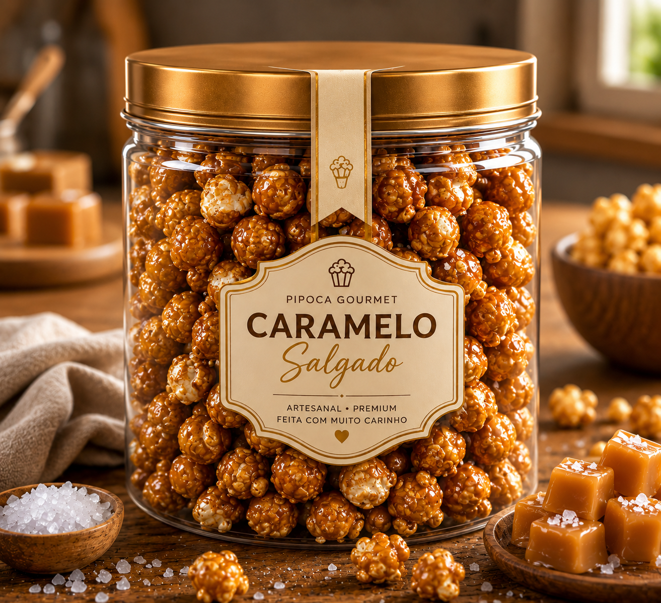Pipoca gourmet sabor Caramelo Salgado